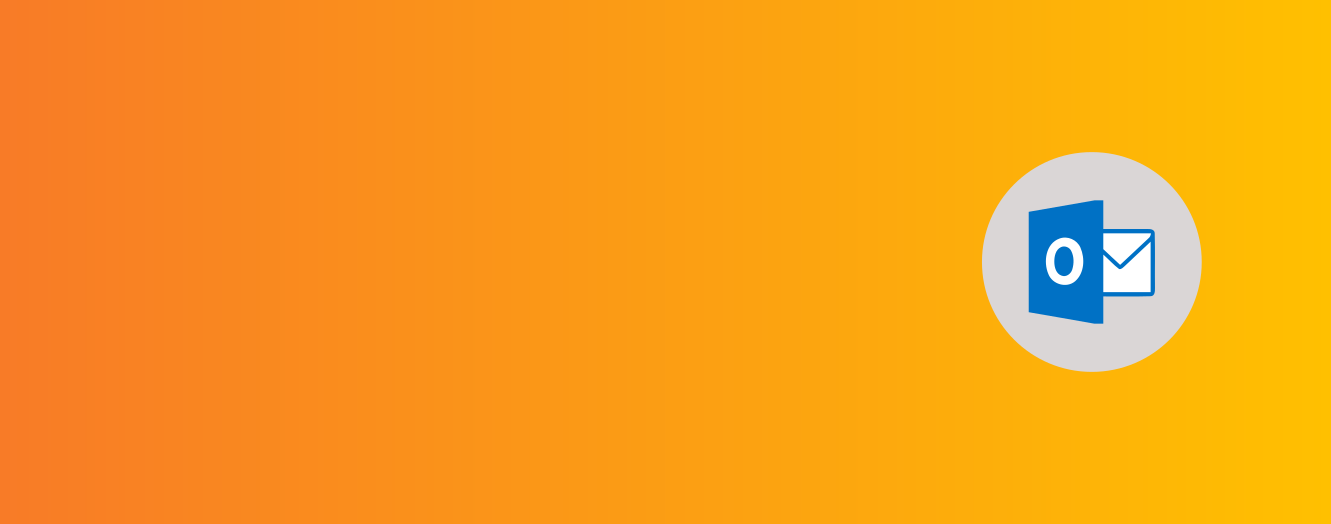 Organge to yellow gradient banner with Microsoft Outlook icon.