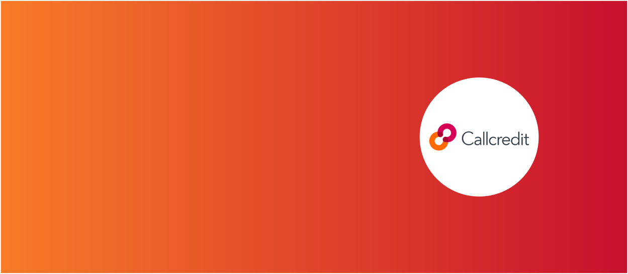 Orange and red background with Callcredit Group logo
