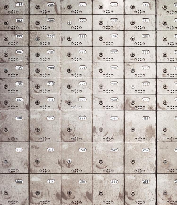 Numbered safety deposit boxes