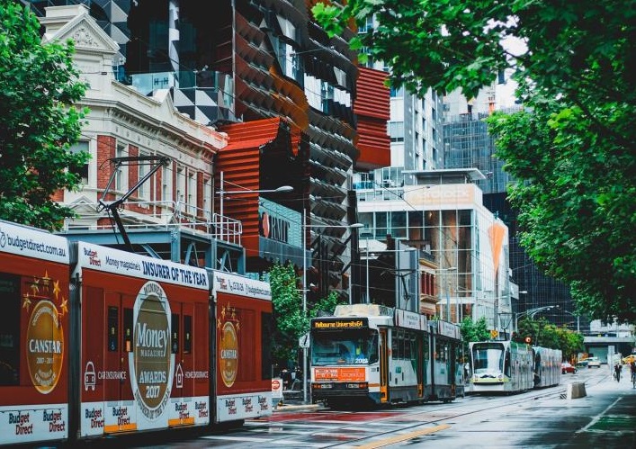 Melbourne streetscape with a tram