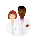 Icon of two doctors in lab coats