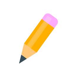 Icon of a yellow coloring pencil with a pink eraser.