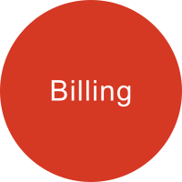 Orange-red circle with the term BILLING