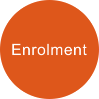 Orange circle with the term ENROLMENT
