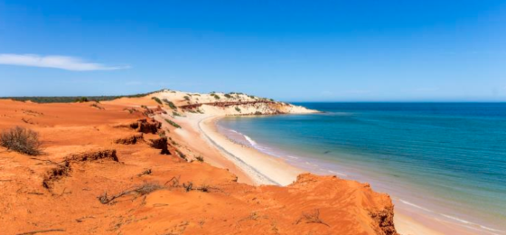 Gold sand beach and a very blue sky