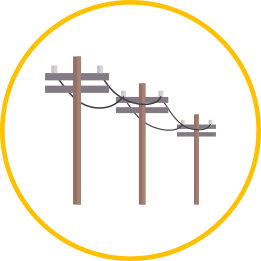 Icon of three power pylons
