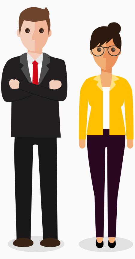 Graphic of two people in business clothes