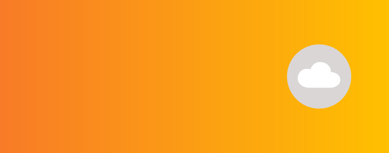 Organge to yellow gradient banner with a cloud icon.