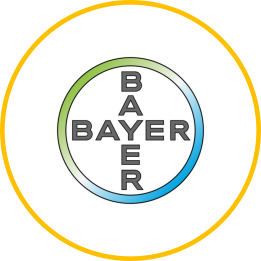 Bayer logo in a yellow circle.