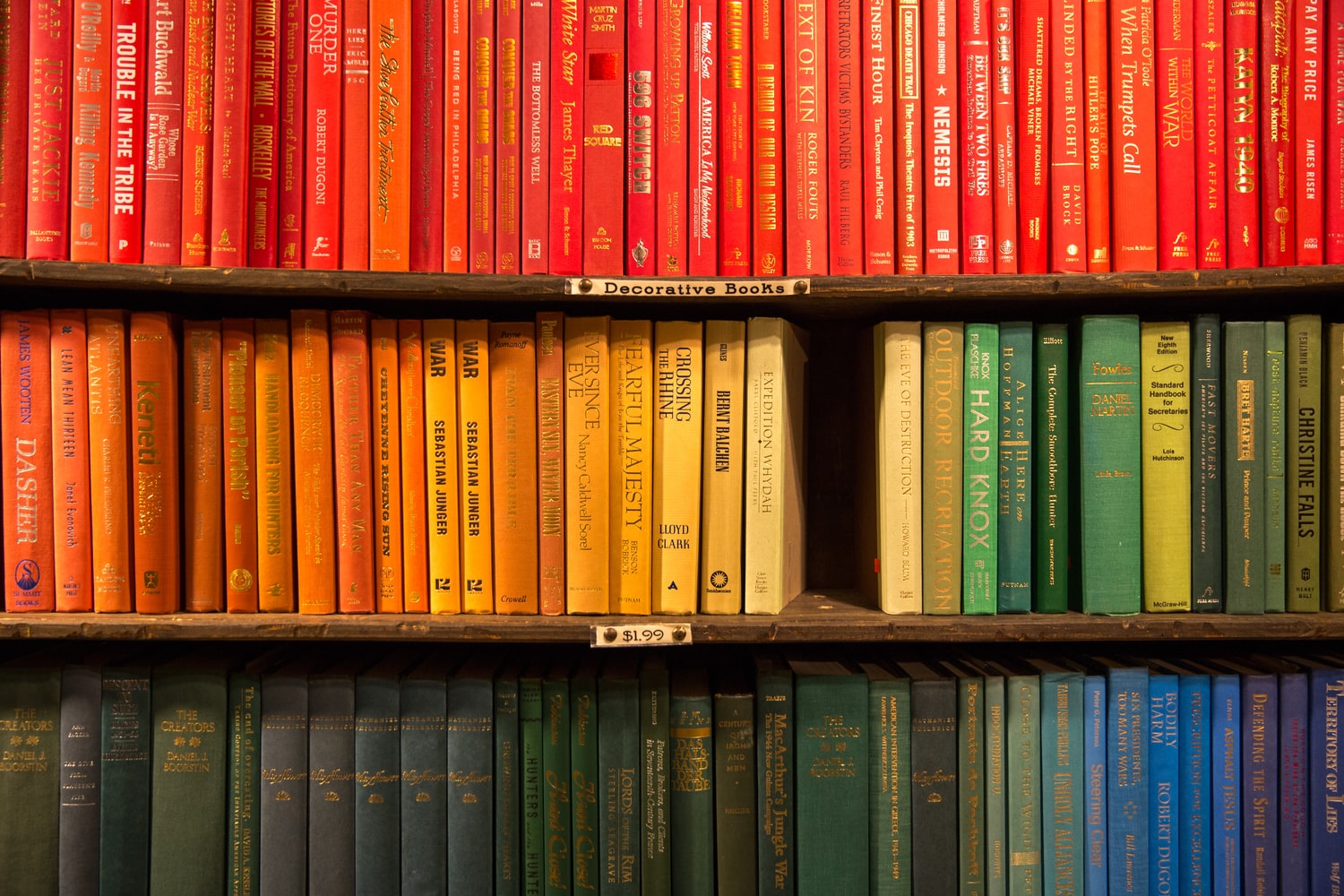 A neatly organized collection of books.