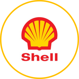 Shell logo in a yellow circle.