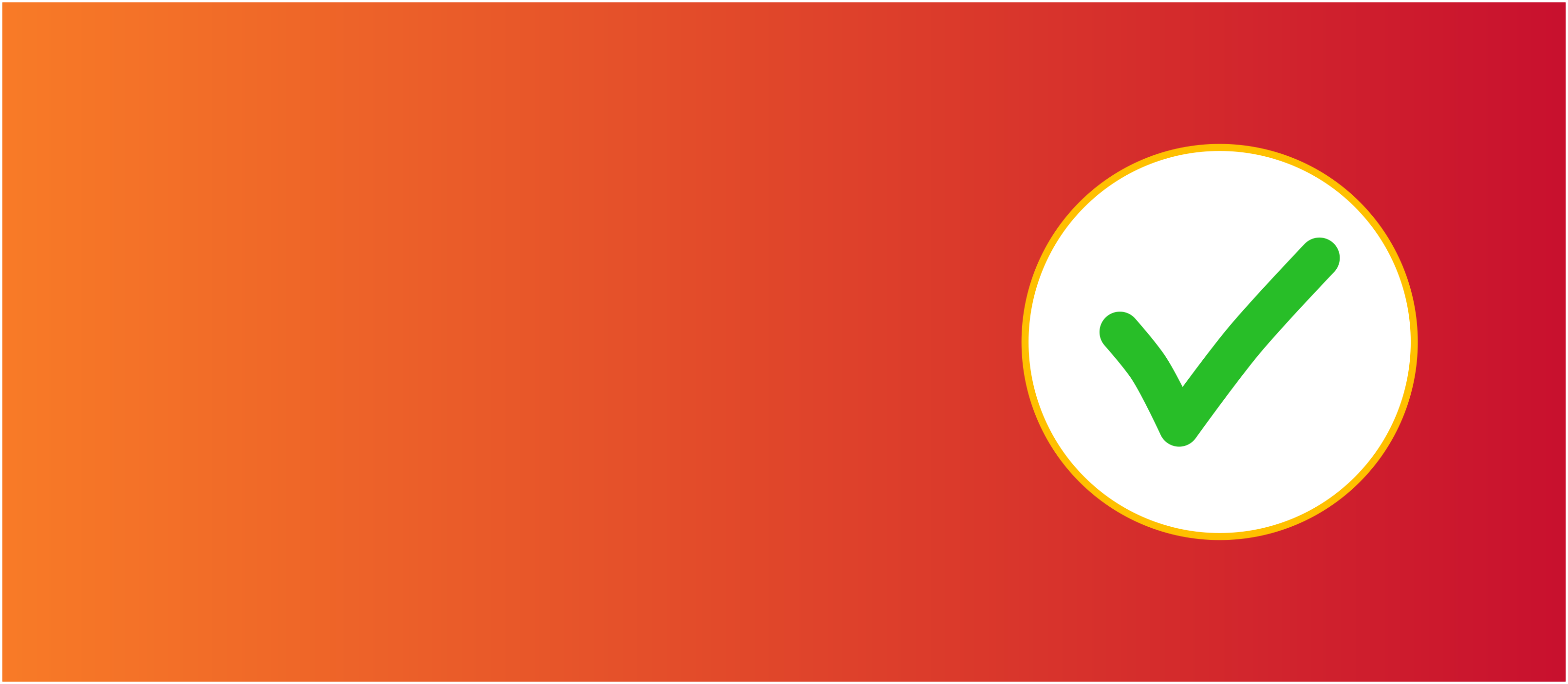 Icon of a green tick mark on a background of orange-to-red gradient