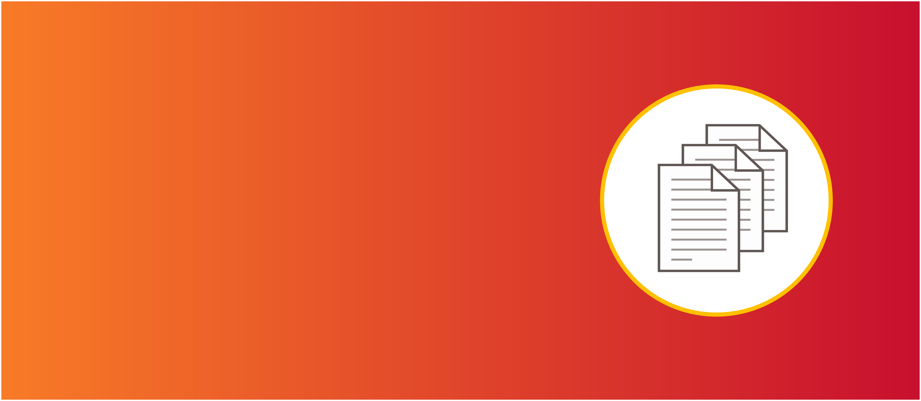Icon of three stacked documents on a background of orange-to-red gradient