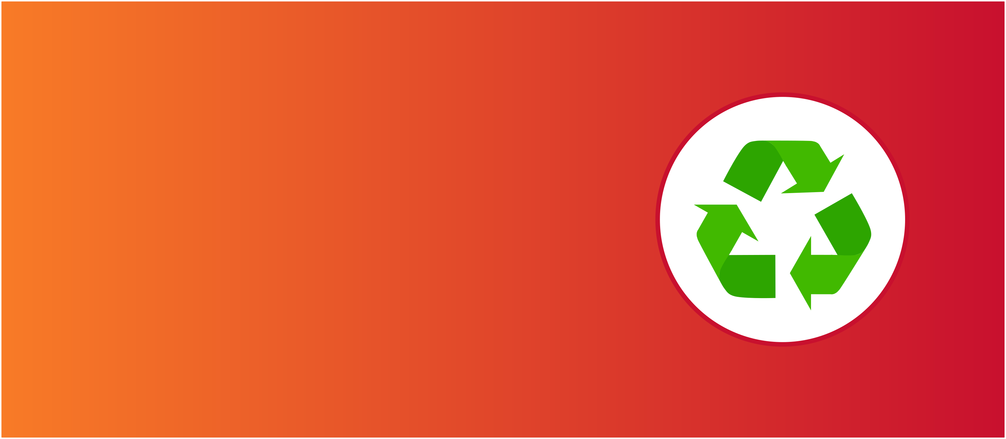 Icon of a green recycling sign on a background of orange-to-red gradient