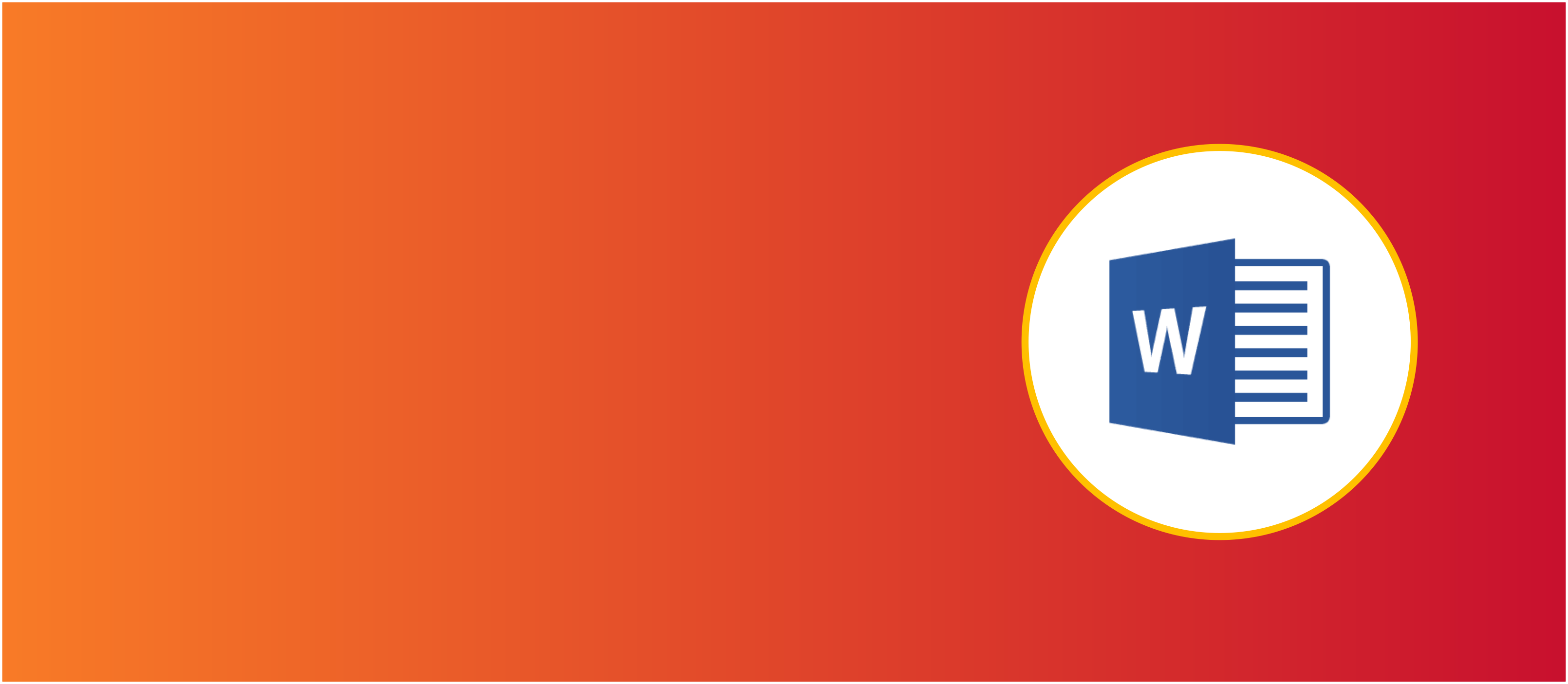 Microsoft Word icon on a background of orange-to-red gradient