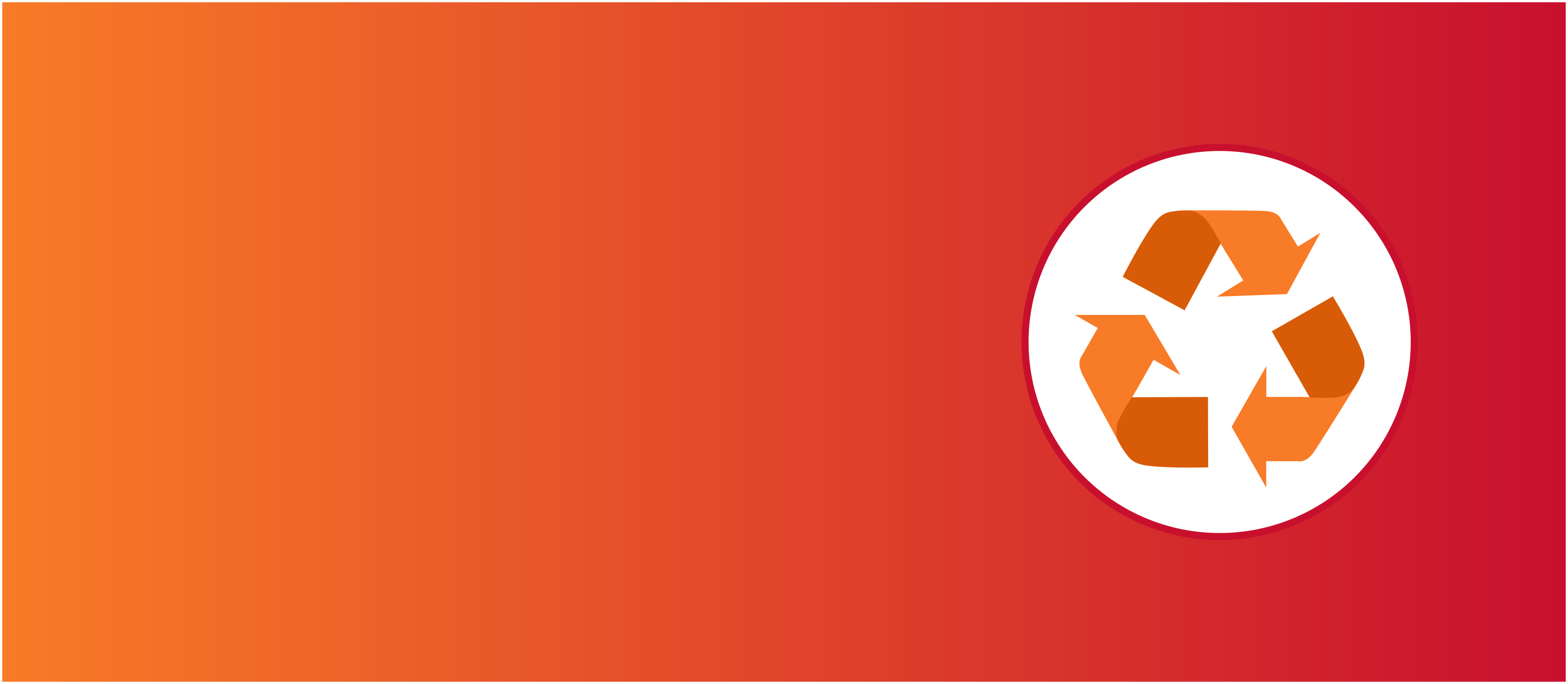 Logo of an orange recycling sign on a background of orange-to-red gradient