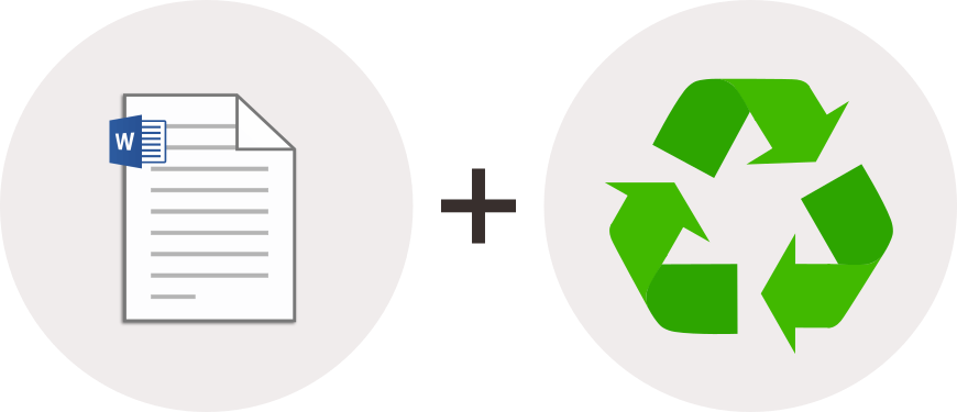 Green recycling sign and document icon
