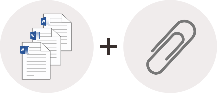 Stack of documents and a paper clip icon