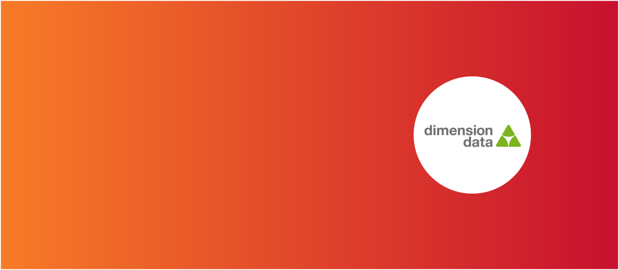 Orange and red background with Dimension Data logo