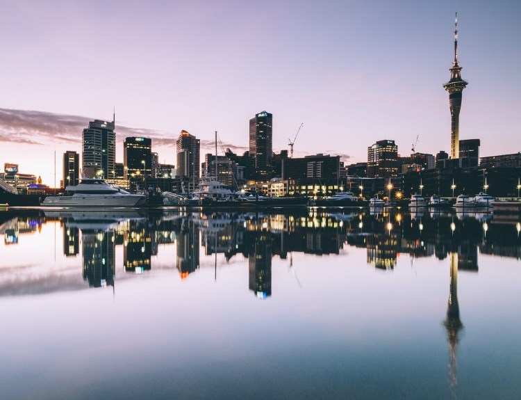 Auckland skyline at sunset