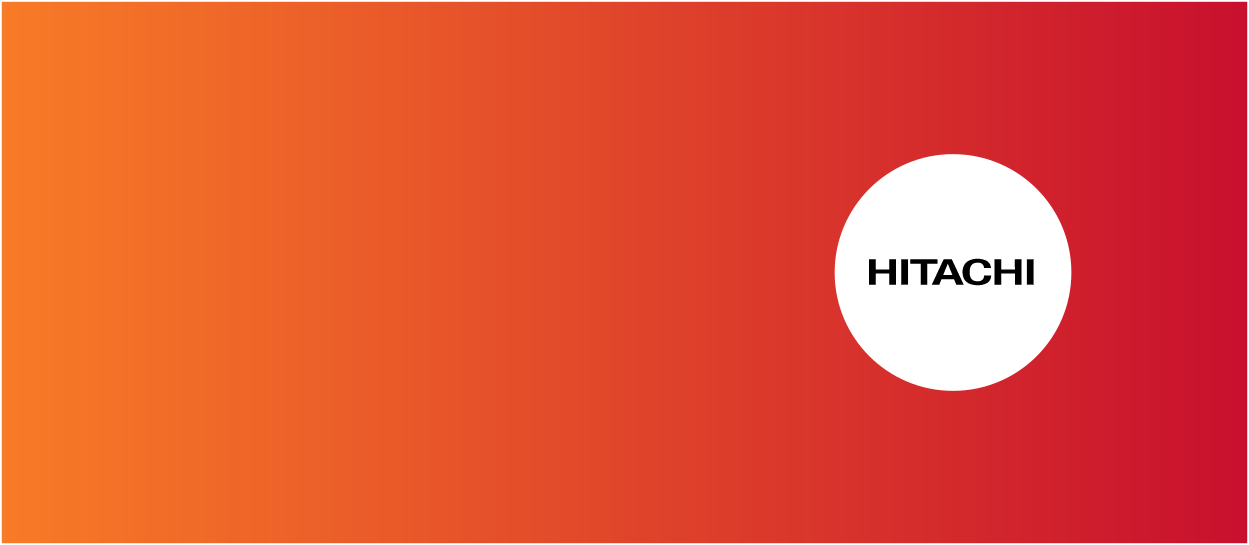 Orange and red background with Hitachi Power Grids logo