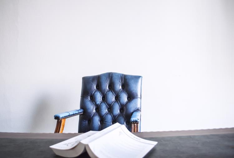 Desk with leather chair