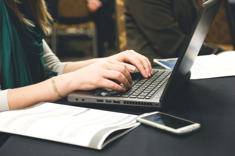 Businesswoman working at her desk