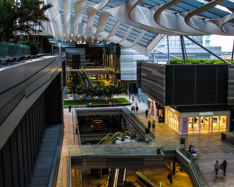 Inside of a shopping mall