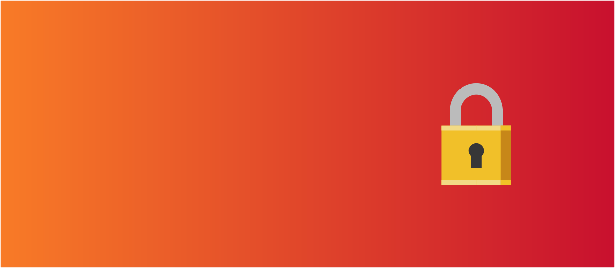 Orange and red background with a gold lock