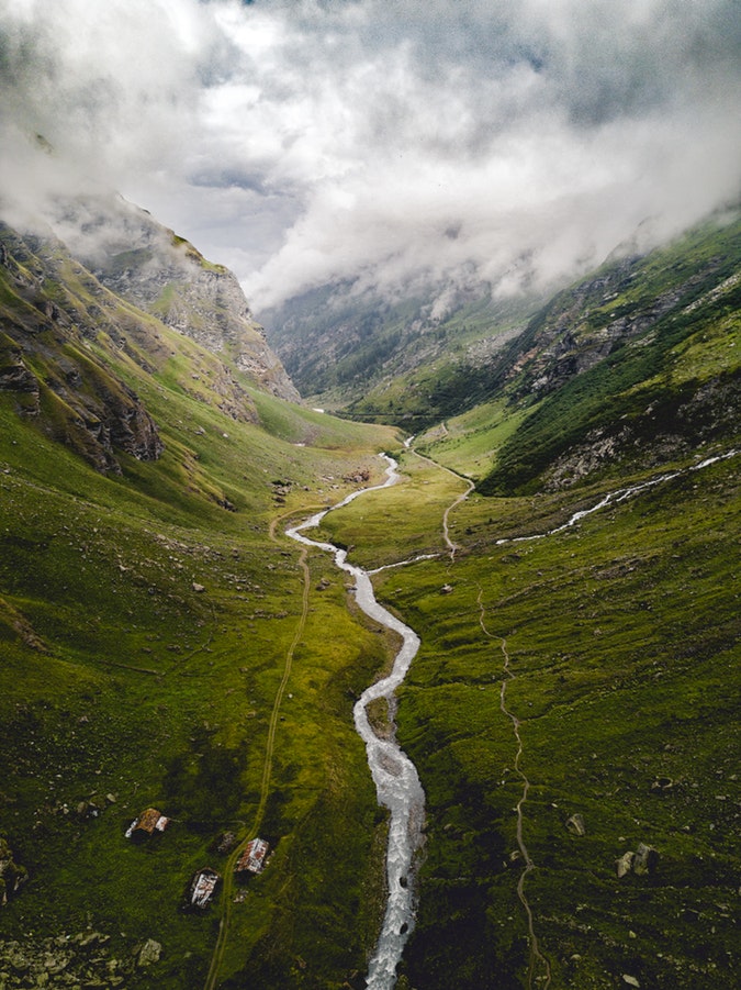 Bird's eye view of a river