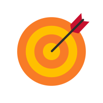 Icon of a yellow and orange dart board with a dart in the bullseye.