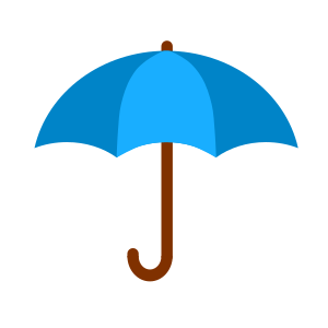 Icon of a blue umbrella.
