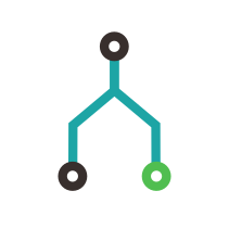 Icon of a blue and green logic tree.